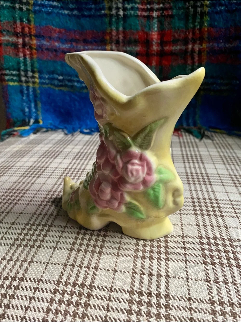 Yellow Floral Ceramic Boot Vase - Unbranded